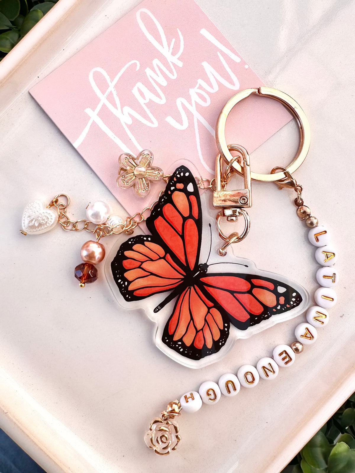 Butterfly Beaded Keychain