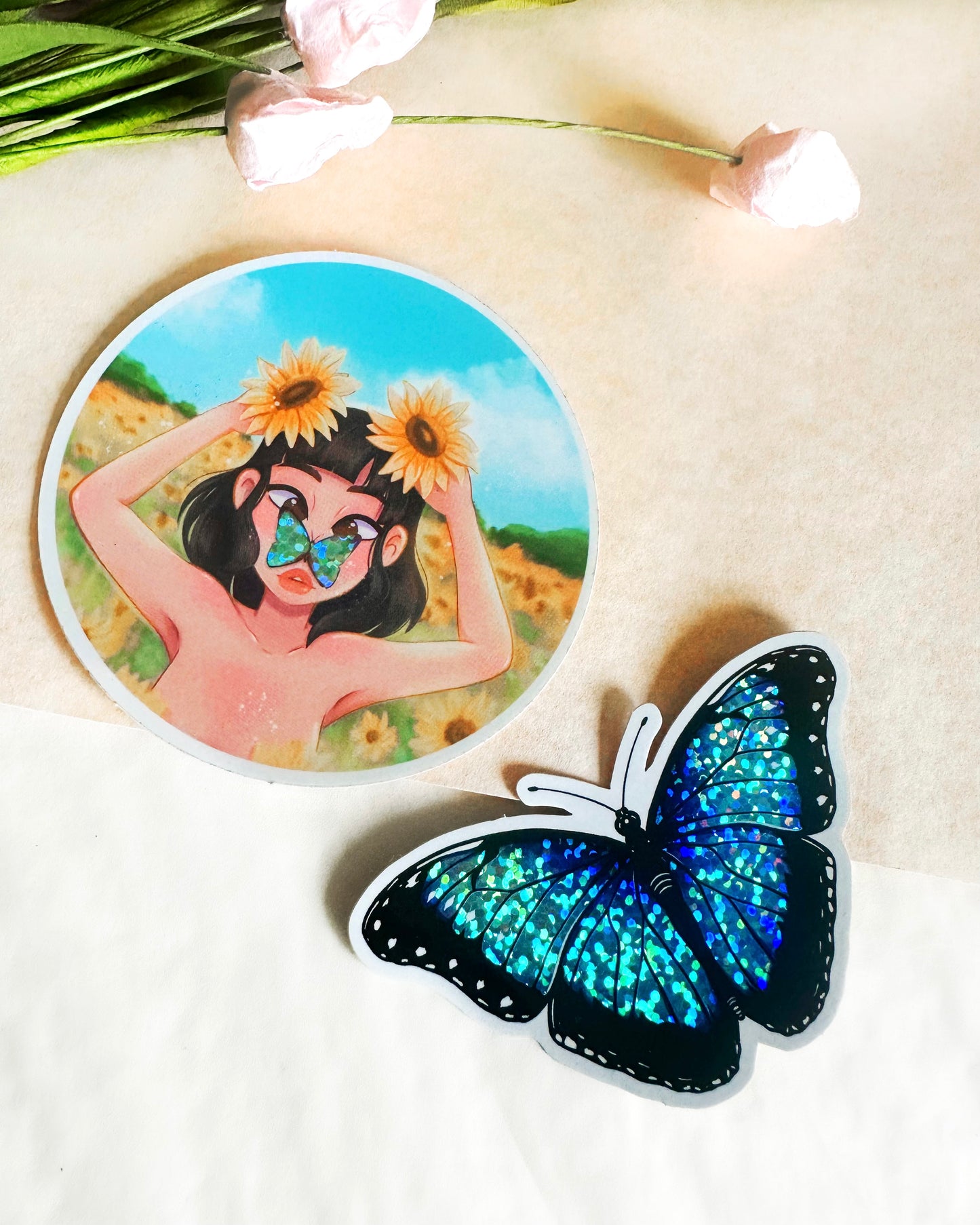 Paquete de pegatinas con destellos de mariposa