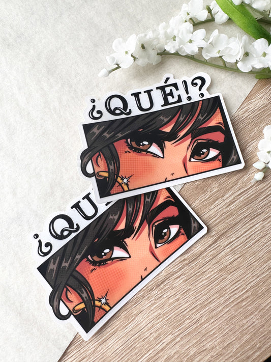 Que?! -Clear Sticker