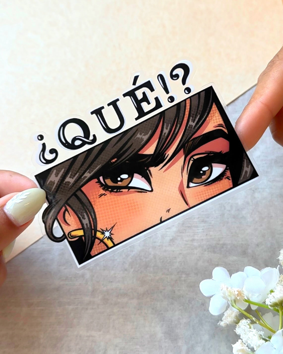 Que?! -Clear Sticker