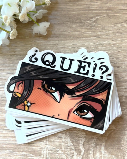 Que?! -Clear Sticker