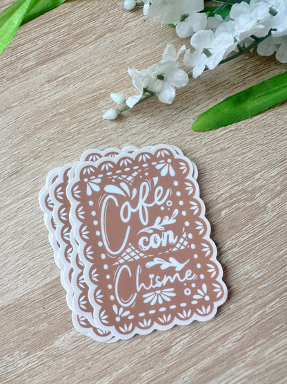Con Chisme Brown Sticker